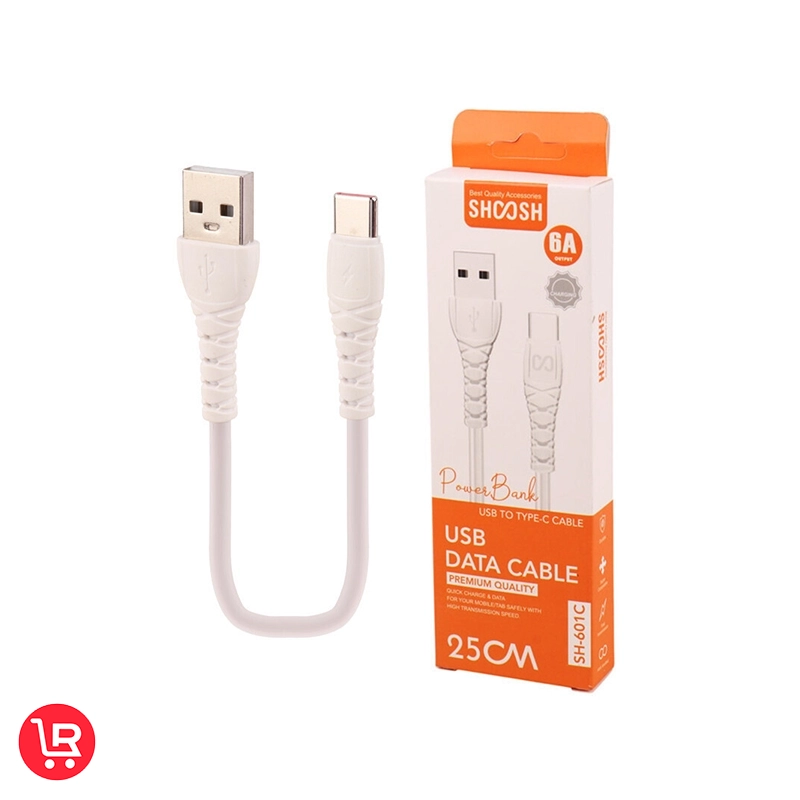 کابل کوتاه تایپ سی فست شارژ Shoosh SH-601C 6A 25cm - تصویر 4