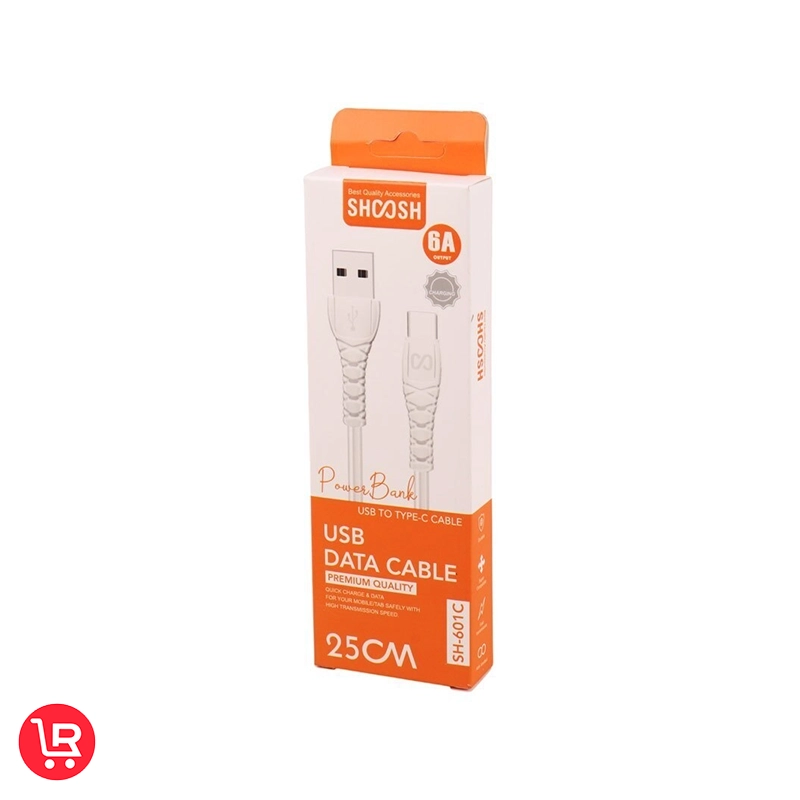 کابل کوتاه تایپ سی فست شارژ Shoosh SH-601C 6A 25cm - تصویر 5